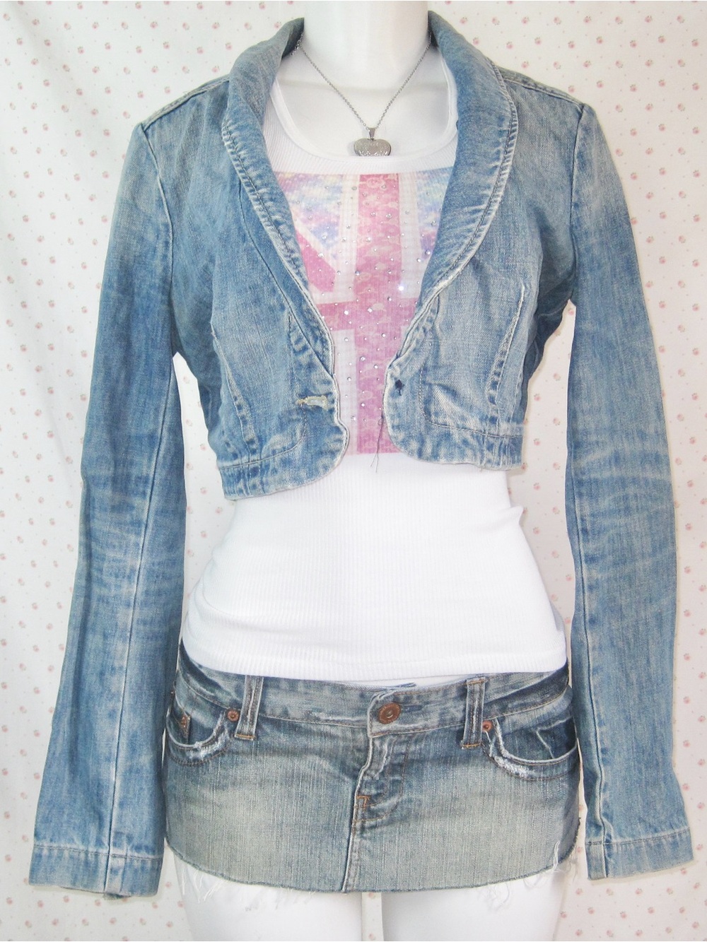 guess cropped denim shrug jacket